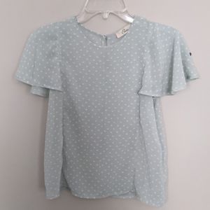 Sheer flutter sleeve blouse